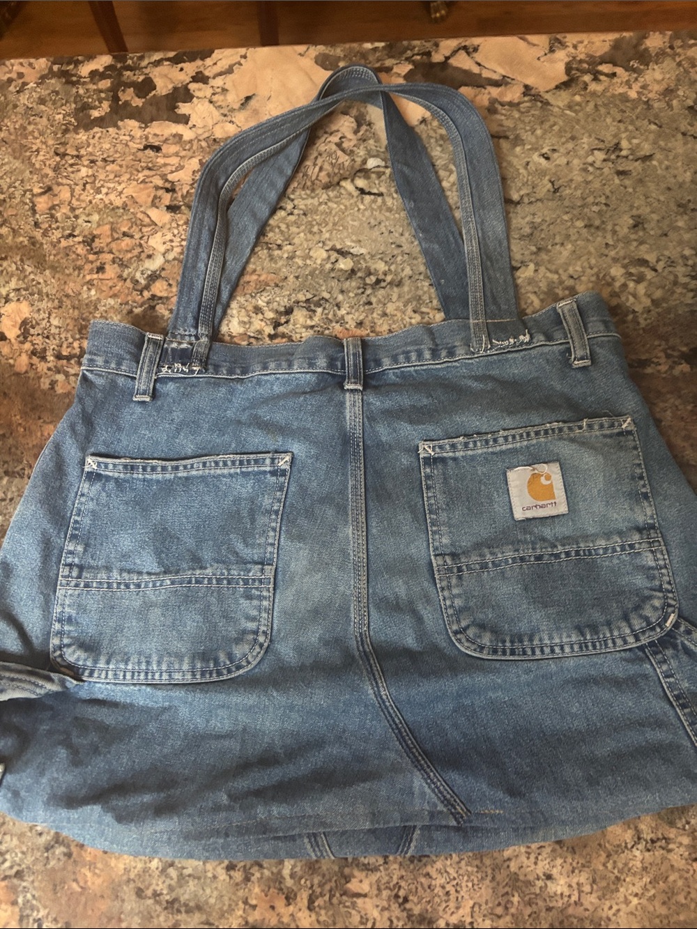 Carhartt Blue Denim Utility Tote with Front Patch Pockets